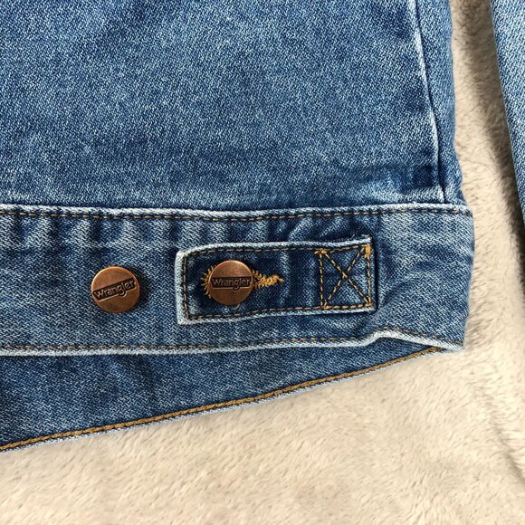 Wrangler Icons Denim Jacket Womens Medium Blue Medium Wash Y2K Casual 124WJ - Picture 11 of 16
